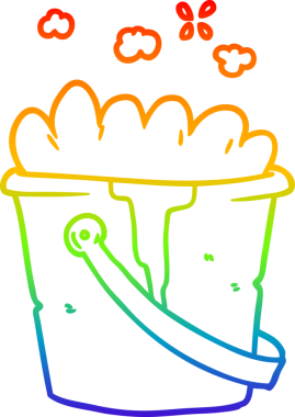 Bir insan tarafından çizilmiş bir kova sabunlu suyun çizimi.