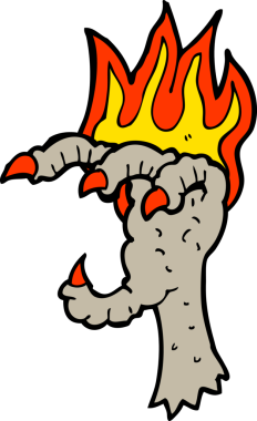 Bir insan tarafından çizilmiş garip pençeli çizgi film.