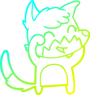 Bir insan tarafından çizilmiş mutlu bir tilkinin soğuk çizgi çizimi.