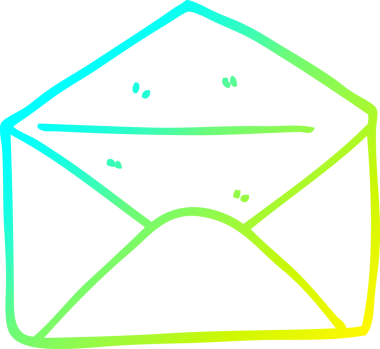 Bir insanın çizdiği karikatür zarfının soğuk gradyan çizgisi.