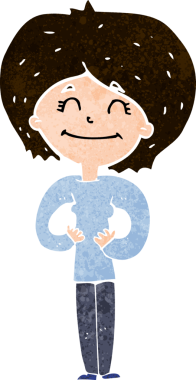 Bir insan tarafından çizilmiş mutlu bir kadın.