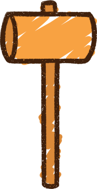 Bir insan tarafından çizilmiş tahta çekiç tebeşiri