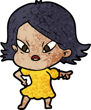 Çizgi film bir insan tarafından çizilmiş stresli kadın.