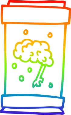 Kavanozda bir insan tarafından çizilmiş karikatür beyin çizimi.