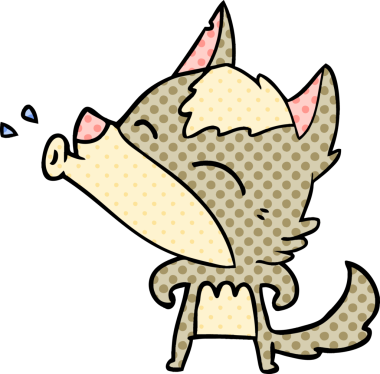 Bir insan tarafından çizilmiş uluyan kurt çizgi filmi.