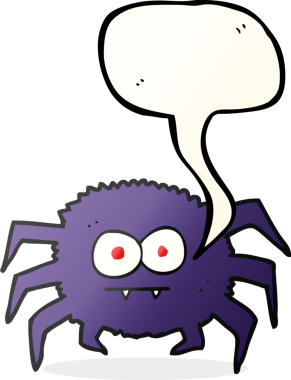 Bir insan tarafından çizilmiş serbest konuşma balonu çizgi film örümceği