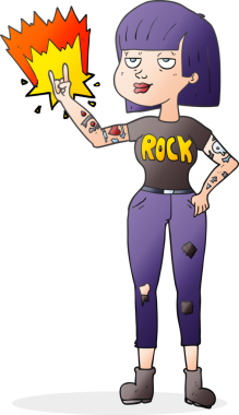 Bir insan tarafından çizilmiş serbest çizim rock kızı.