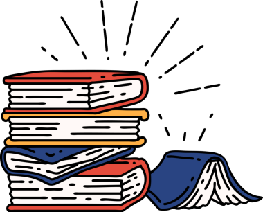 Bir insan tarafından çizilmiş geleneksel dövme stili kitapların çizimi