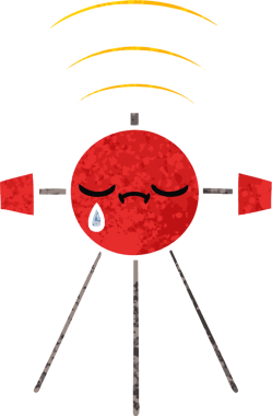 Bir insan tarafından çizilmiş bir uydunun retro çizim tarzı karikatürü