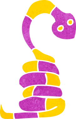 Bir insan tarafından çizilmiş çizgi film yılanı.