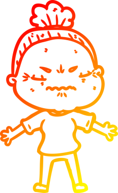 Bir insan tarafından çizilmiş, karikatür çizen yaşlı bir kadın.