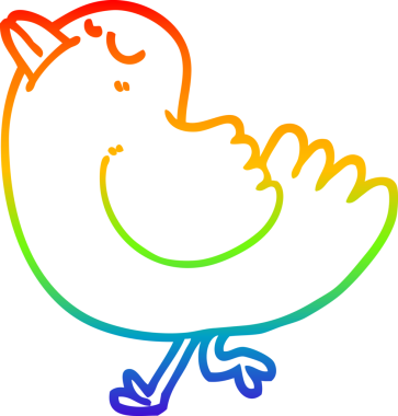 Gökkuşağı gradyan çizgi çizimi bir insan tarafından çizilmiş kibirli bir kuş