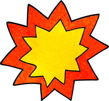 Bir insan tarafından çizilmiş karikatür ateş patlaması.