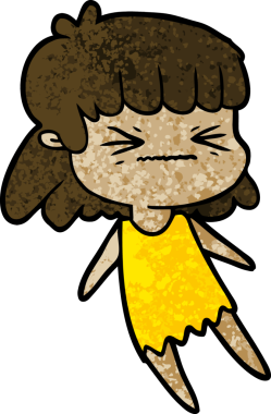 Bir insan tarafından çizilmiş kızgın bir kız.