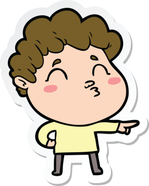 Bir insan tarafından çizilmiş karikatür adamın çıkartması.