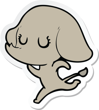 Bir insan tarafından çizilmiş şirin bir fil çıkartması.