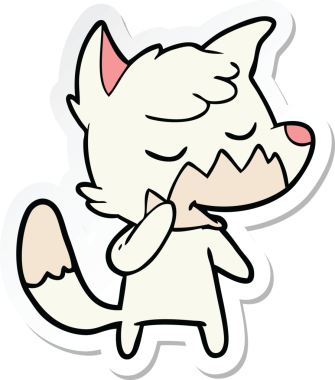 Bir insan tarafından çizilmiş dost canlısı bir tilkinin çıkartması.