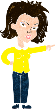 Bir insan tarafından çizilmiş çizgi film kadını.