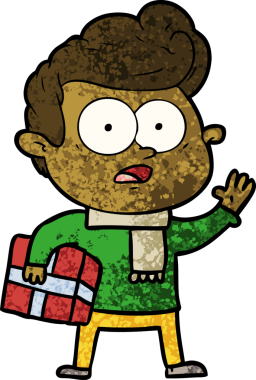 Bir insan tarafından çizilmiş çizgi film bakışlı adam.