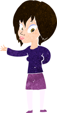 Çizgi filmdeki kadın bir insan tarafından çizilmiş hoş bir jest yapıyor.