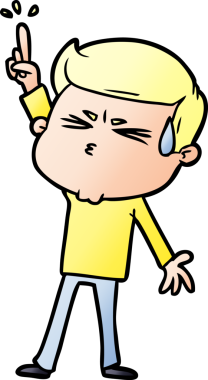 Bir insan tarafından çizilmiş terleyen çizgi film adamı.