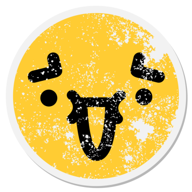 Bir insan tarafından çizilmiş gergin kahkaha dairesel çıkartması.