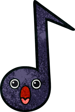 Bir insan tarafından çizilmiş müzikal notanın retro grunge desen karikatürü