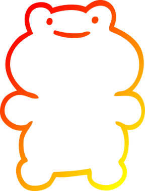 Bir insan tarafından çizilmiş komik bir kurbağanın sıcak çizgi çizimi