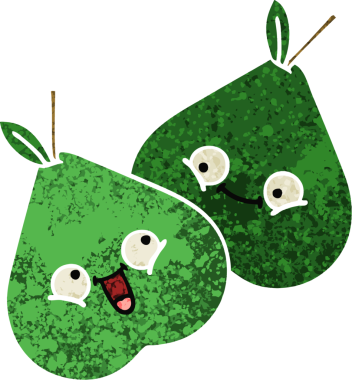 Bir insan tarafından çizilmiş armutun retro çizim tarzı karikatürü