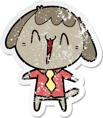 Bir insan tarafından çizilmiş şirin bir köpeğin sıkıntılı çıkartması.