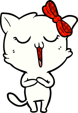 Bir insan tarafından çizilmiş çizgi film kedisi.