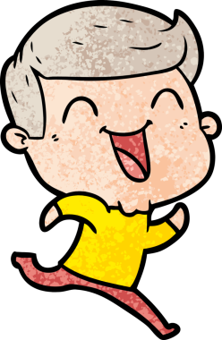 Bir insan tarafından çizilmiş gülen çizgi film adamı.