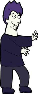 Bir insan tarafından çizilmiş vampir el sallayan çizgi filmi.