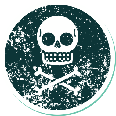 Bir insan tarafından çizilmiş bir kafatasının sembolik dövmeli görüntüsü.