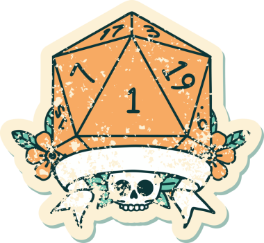 Retro Dövme Biçimi Doğal Bir d20 zar bir insan tarafından çizildi