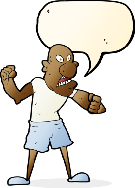 bir insan tarafından çizilmiş konuşma balonlu vahşi bir adam.