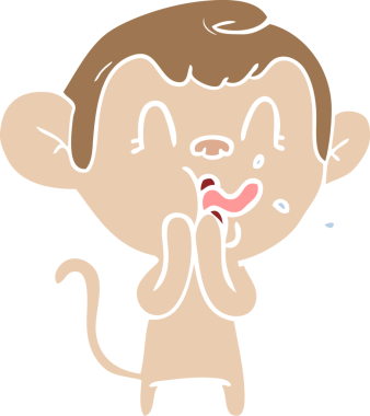 Bir insan tarafından çizilmiş düz renk çizgi film maymunu.