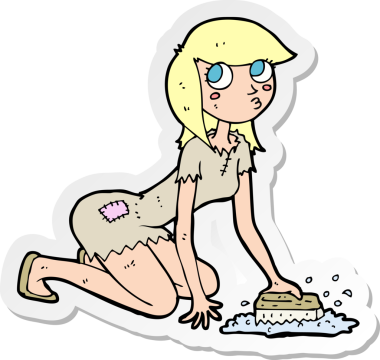 Bir insan tarafından çizilmiş Sindirella çizgi filminin çıkartması.