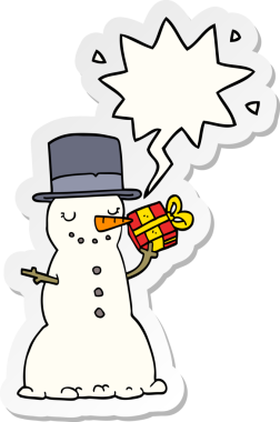 Bir insan tarafından çizilmiş konuşma balonu etiketli bir kardan adam.