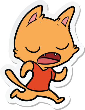 Bir insan tarafından çizilmiş konuşan kedi karikatürü.