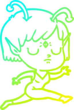 Bir insan tarafından çizilmiş bir uzaylı kız çizgi filmi.