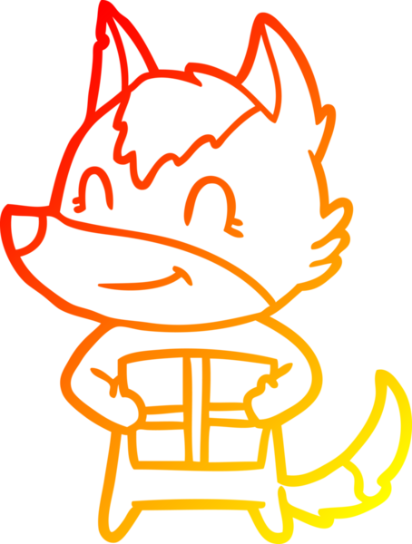 Bir insan tarafından çizilmiş dost canlısı bir kurt çizgi çizimi.