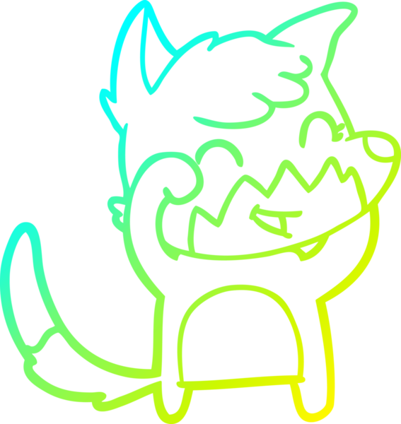 Bir insan tarafından çizilmiş mutlu bir tilkinin soğuk çizgi çizimi.