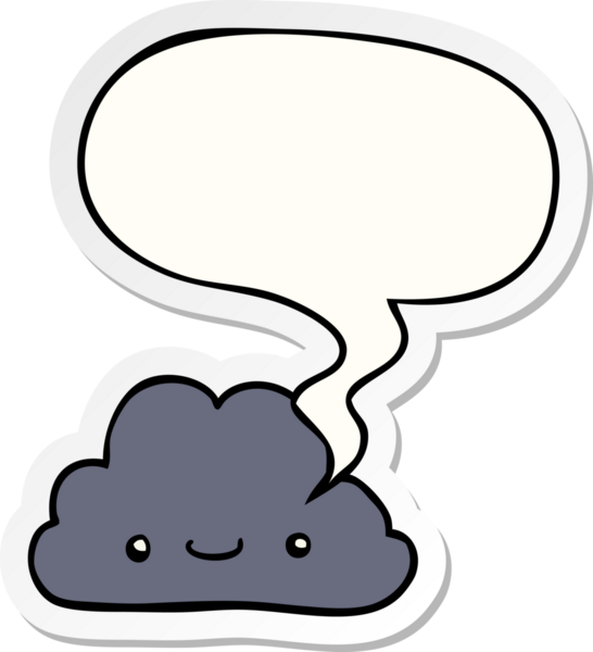 Bir insan tarafından çizilmiş baloncuk çıkartmalı şirin bir çizgi film bulutu.