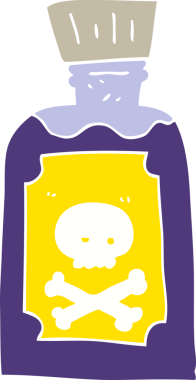 Bir insan tarafından çizilen zehirin düz renk çizimi