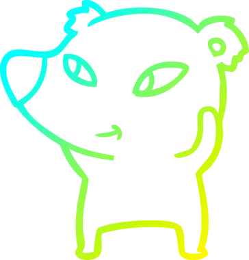 Bir insan tarafından çizilmiş şirin bir çizgi film ayısının soğuk gradyan çizgisi.