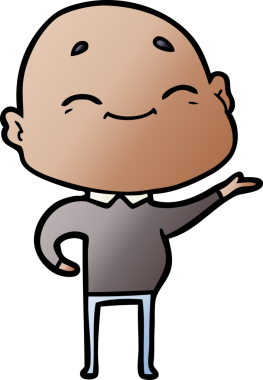 Bir insan tarafından çizilmiş mutlu, kel adam.