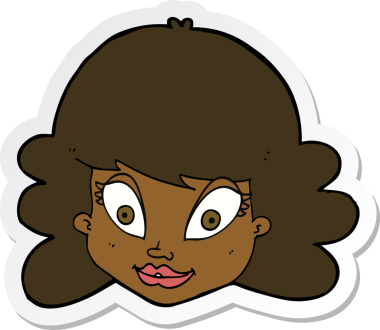 Bir insan tarafından çizilmiş mutlu kadın yüzü çıkartması.