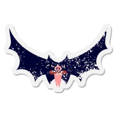 Bir insan tarafından çizilmiş ürkütücü cadılar bayramı yarasa grunge çıkartması.