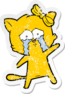 Bir insan tarafından çizilmiş karikatür bir kedinin sıkıntılı çıkartması.